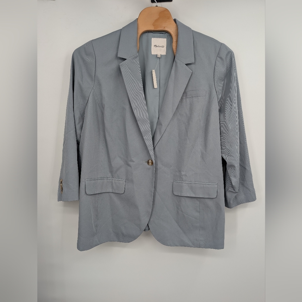 Madewell NWT Larsen Drapeweave Blazer Oversized Viscose Blend Blue Women's 4X